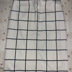Express White and Black Grid Pencil Skirt